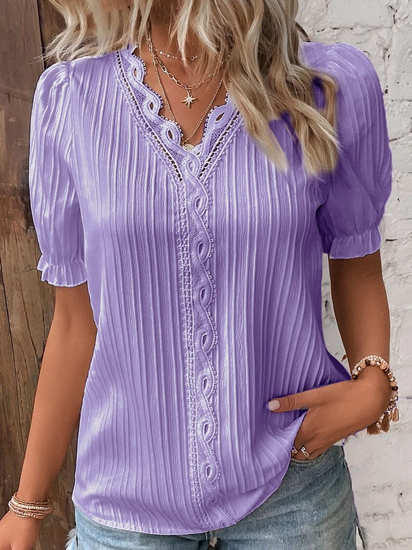 Anna | Kanten blouse met pofmouwen