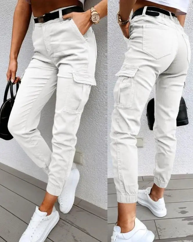 ModeParisienne® Solidad | Cargo Pants met Stretch en Hoge Taille voor Moeiteloze Stijl