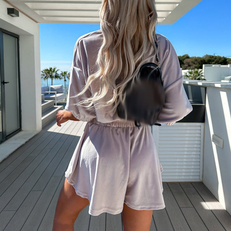 Abrikoos velvet comfy set