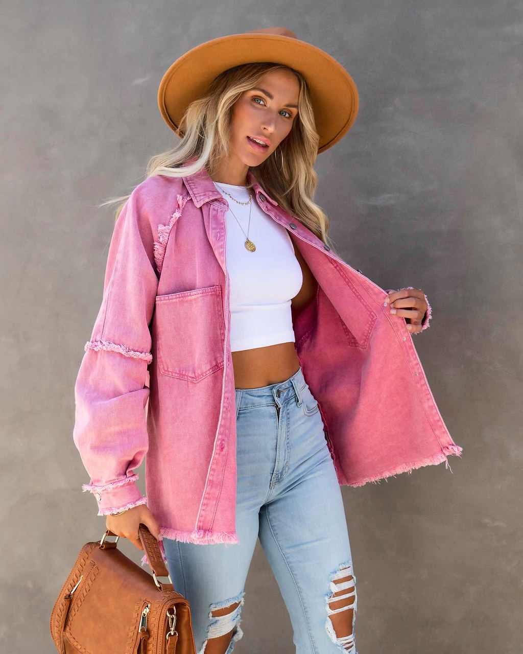 Roze denim jack