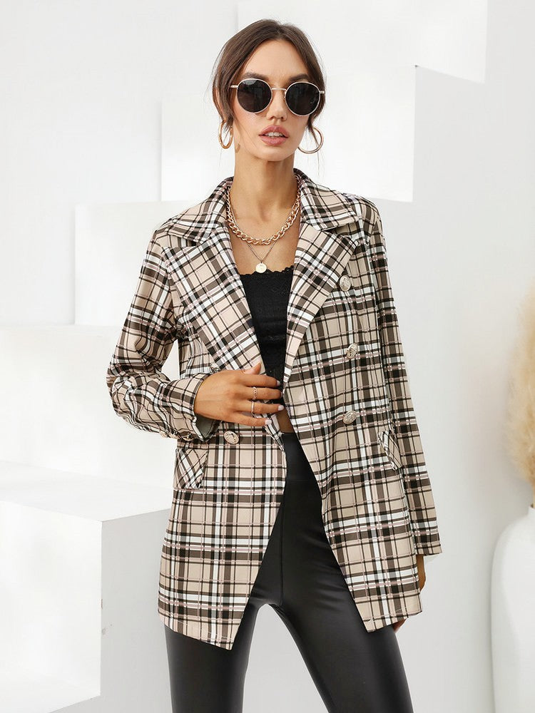 Bruine geruite blazer