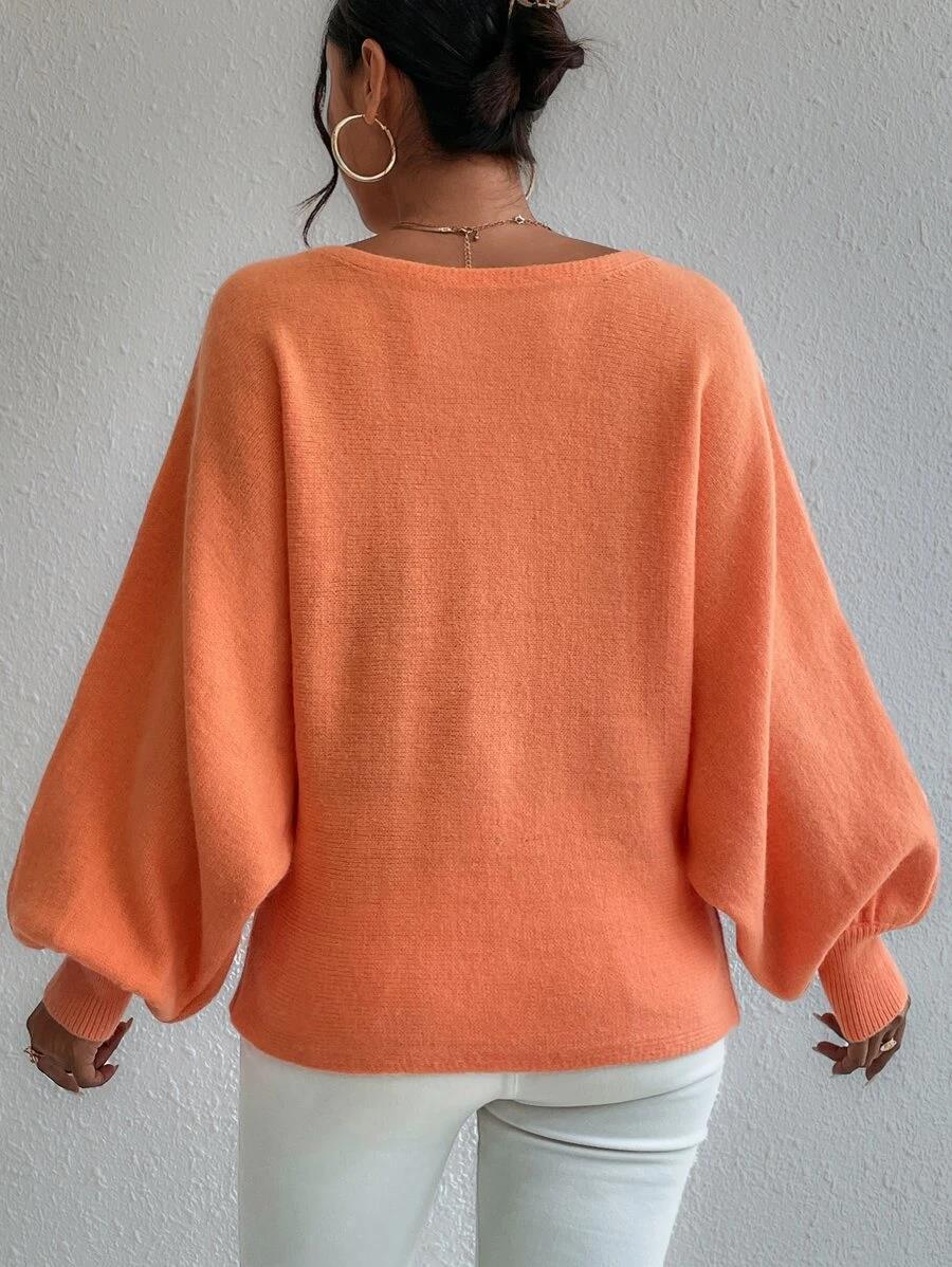 Oranje oversized trui met pofmouwen