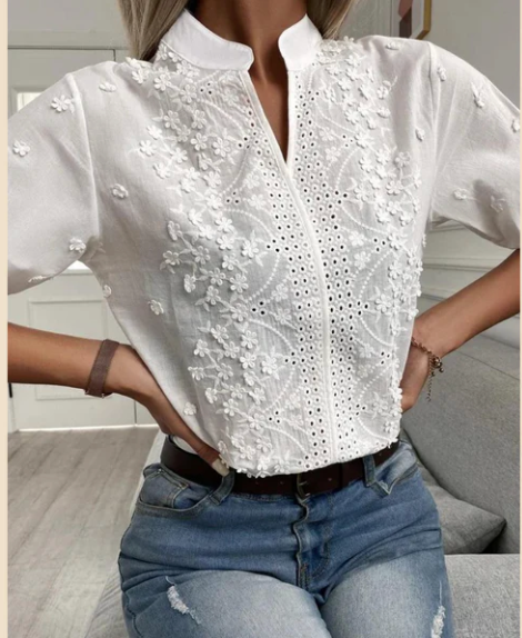 Selma - Witte kanten blouse