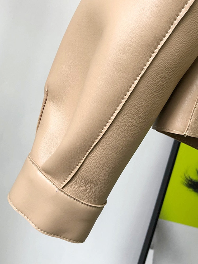Korte leren trenchcoat