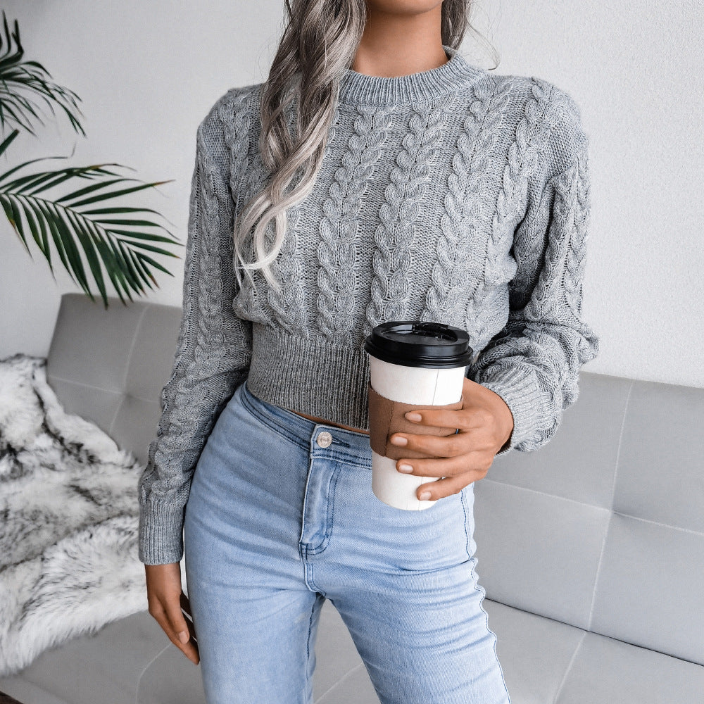 Grijze cropped trui met patroon