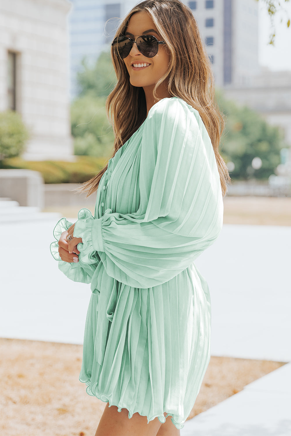 Mintgroene geplooide playsuit