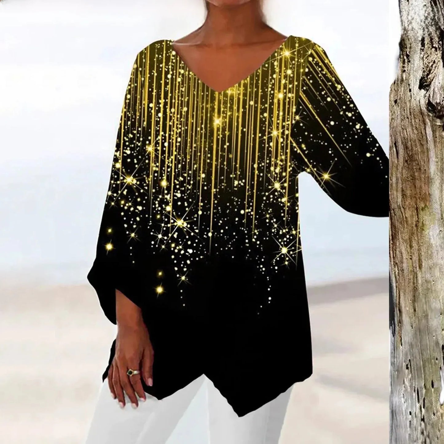 Clementine - Vintage-Top met V-hals