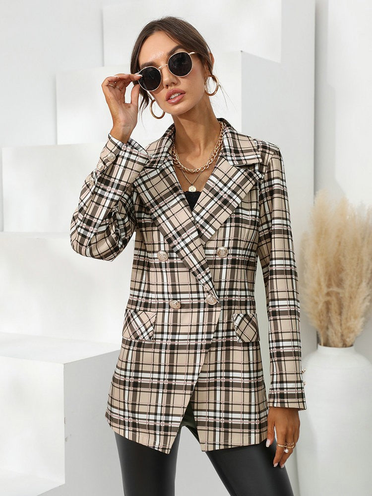 Bruine geruite blazer
