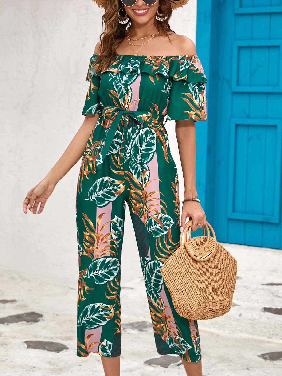 Groene jumpsuit met print