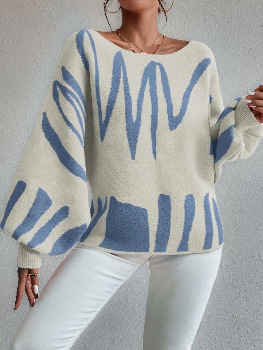 Witte oversized trui met pofmouwen