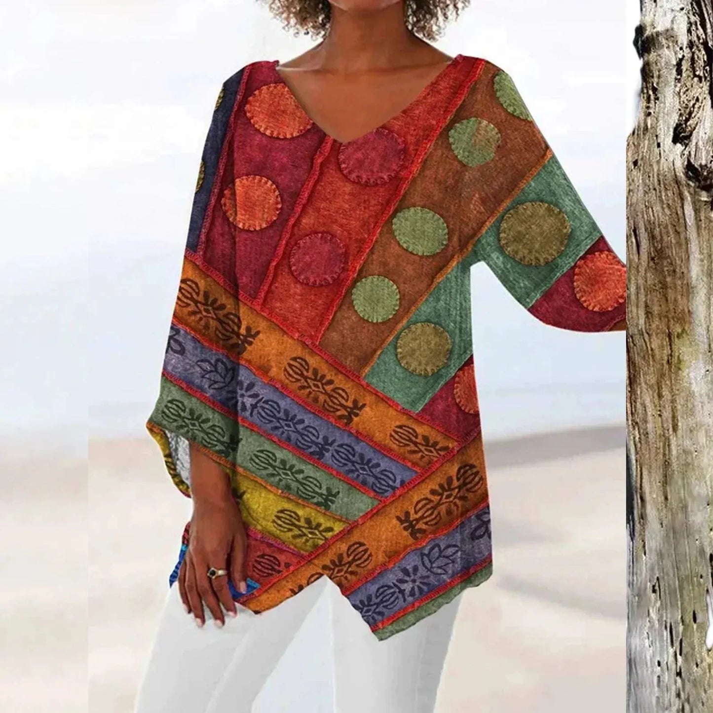 Clementine - Vintage-Top met V-hals