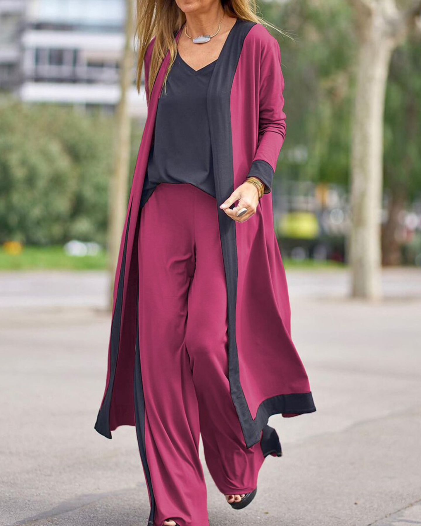 Amber | lange casual cardigan met broek