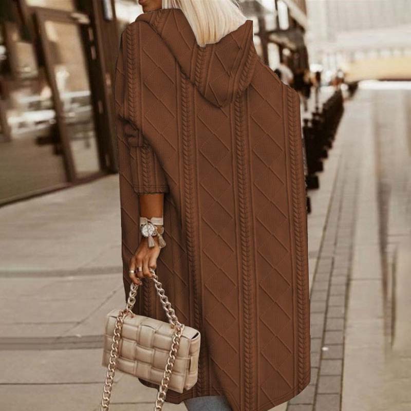 Annele Dekker Cardigan | Warm gebreid lang vest met capuchon voor dames