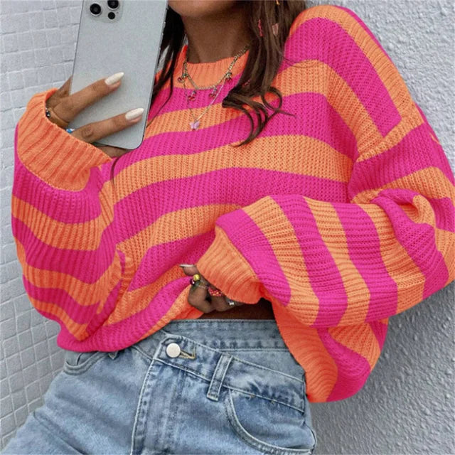 Adelynn - Chique Herfst Gestreepte Trui met Perfecte Pasvorm voor Vrouwen