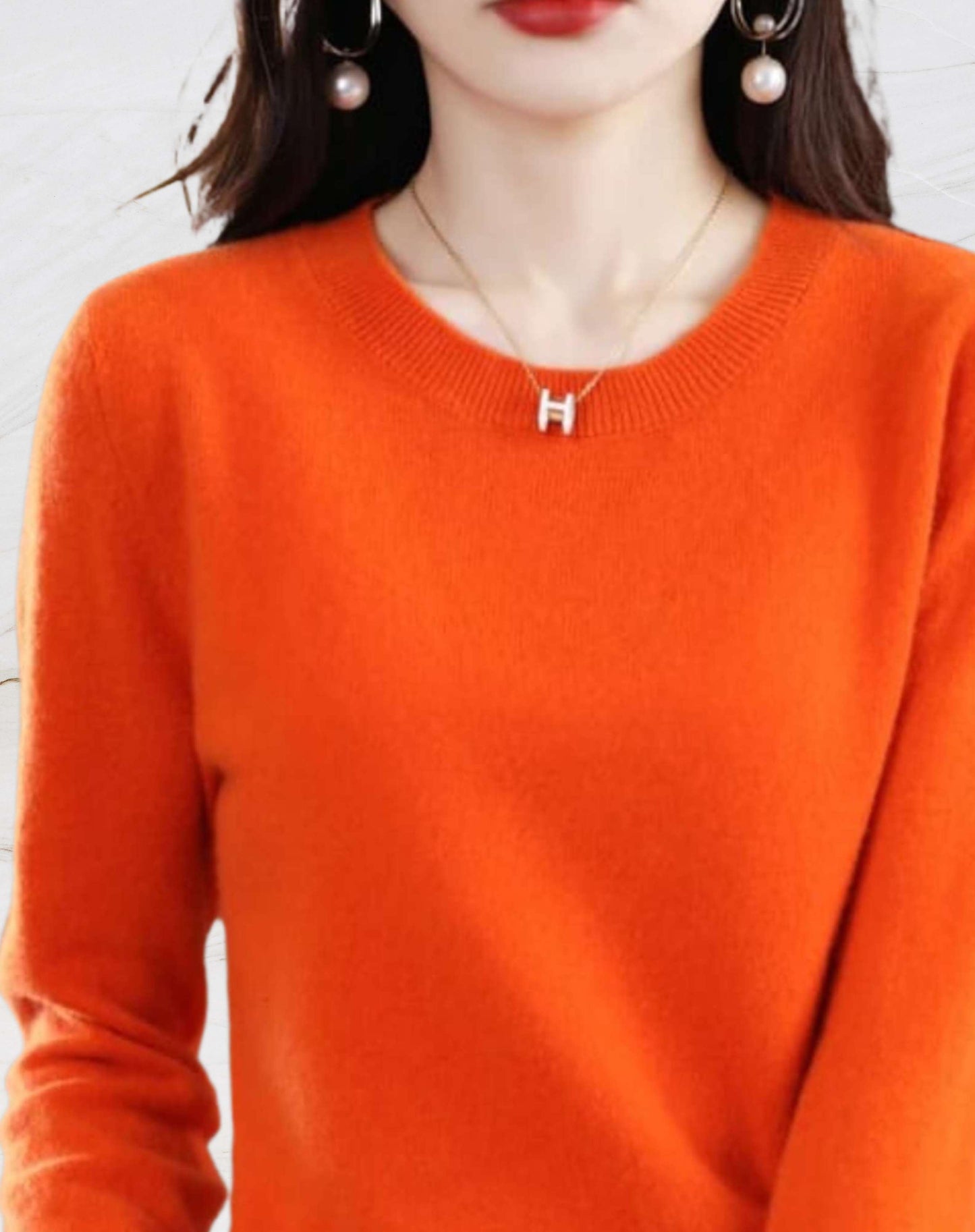 Ynna | Formele slim-fit gebreide trui met ronde halslijn