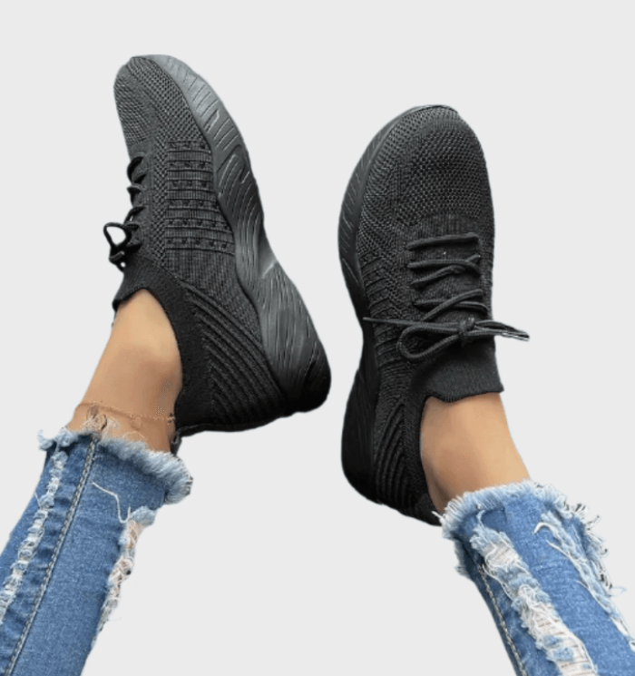 Sarah - Enkelkleurige hardloopsneakers met veters