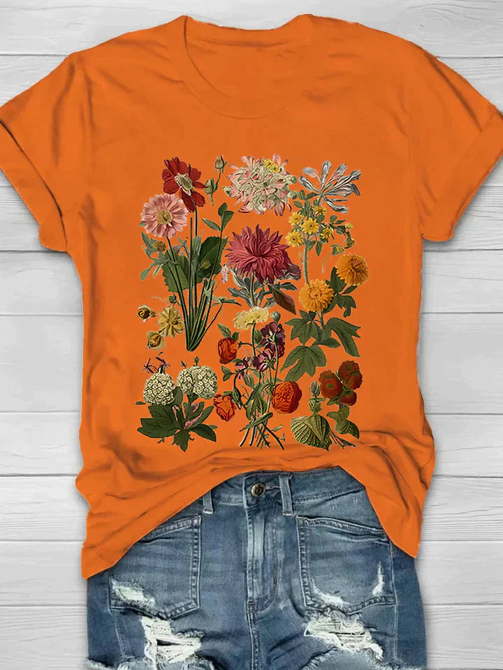 Mona - Vintage Bloemenprint Dames T-shirt