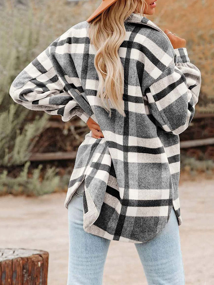 Grijs/wit geruit overhemdjasje