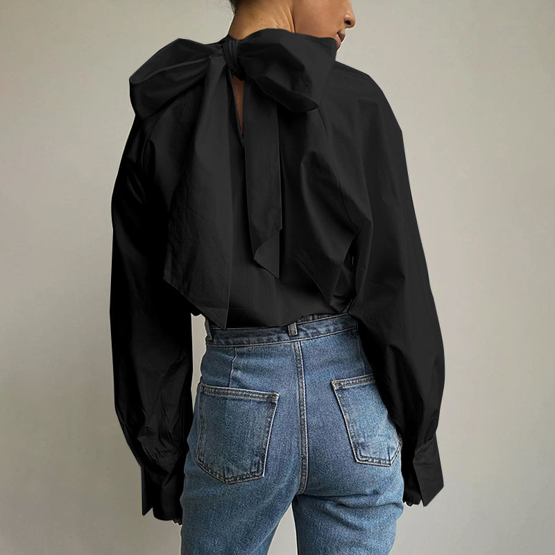 Zwart blouse met strik