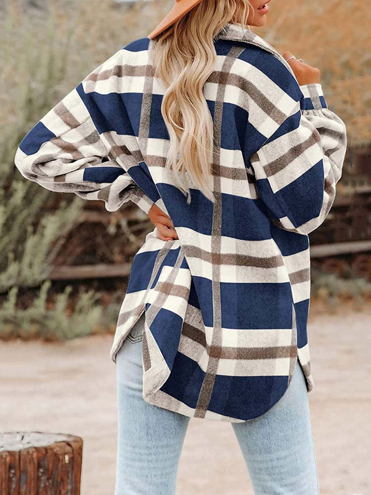 Donkerblauw geruit overhemdjasje