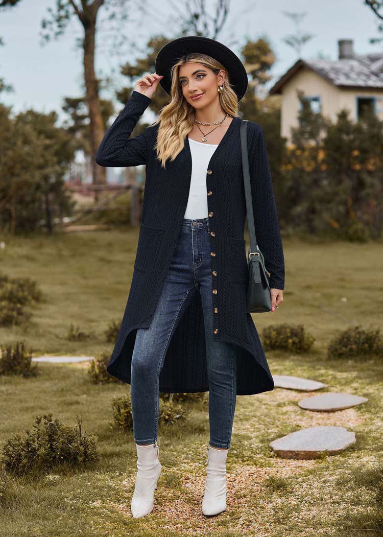 Lange donkerblauwe cardigan