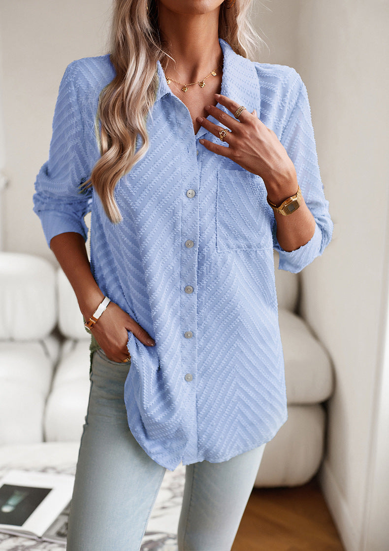Blauwe blouse met print