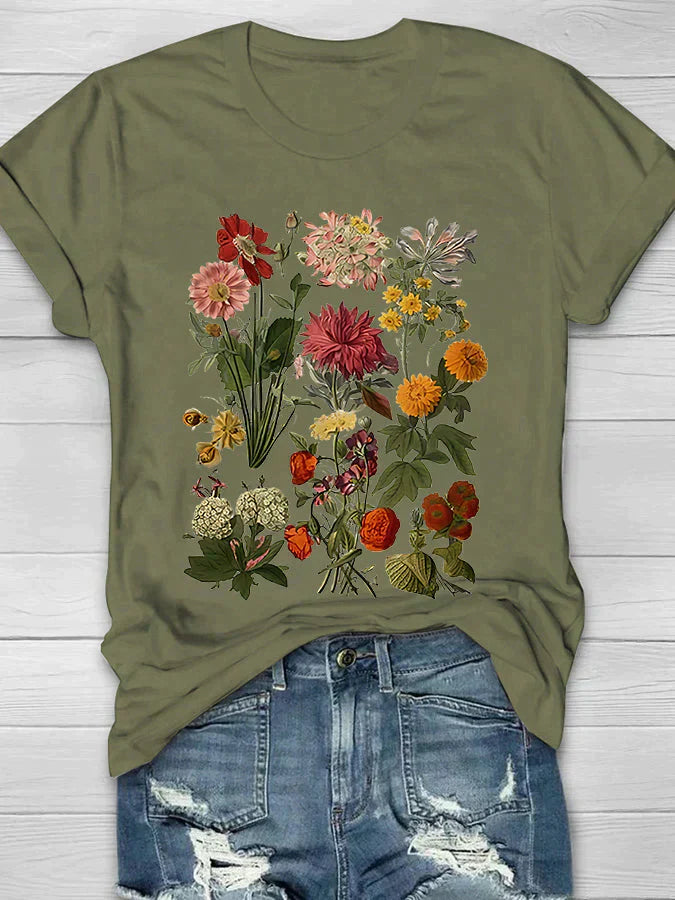 Mona - Vintage Bloemenprint Dames T-shirt