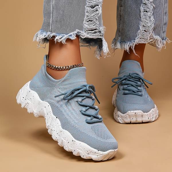 Anna - Lichtgewicht blauwe elastische sok sneakers