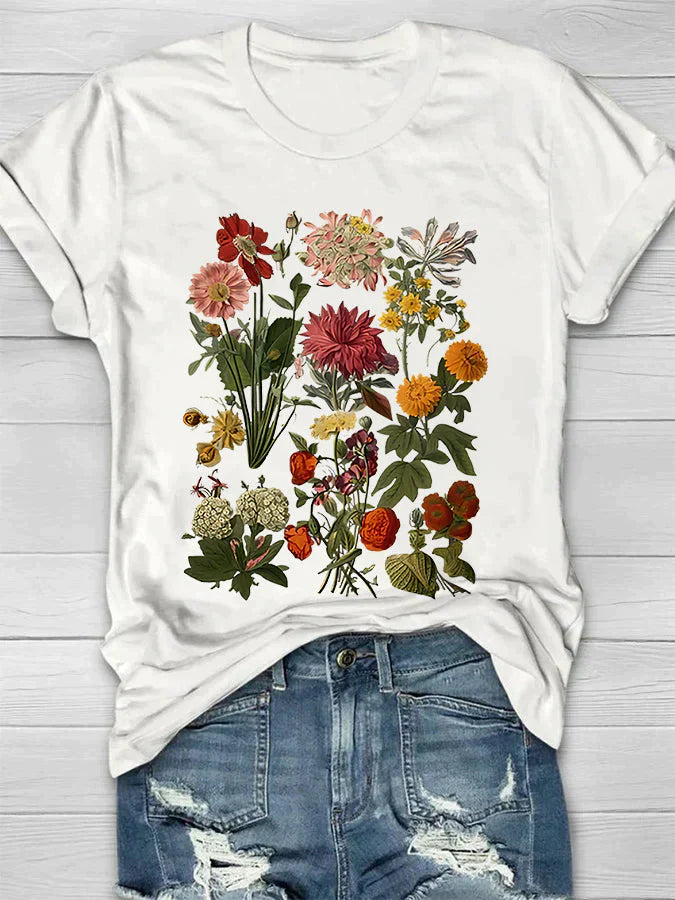 Mona - Vintage Bloemenprint Dames T-shirt