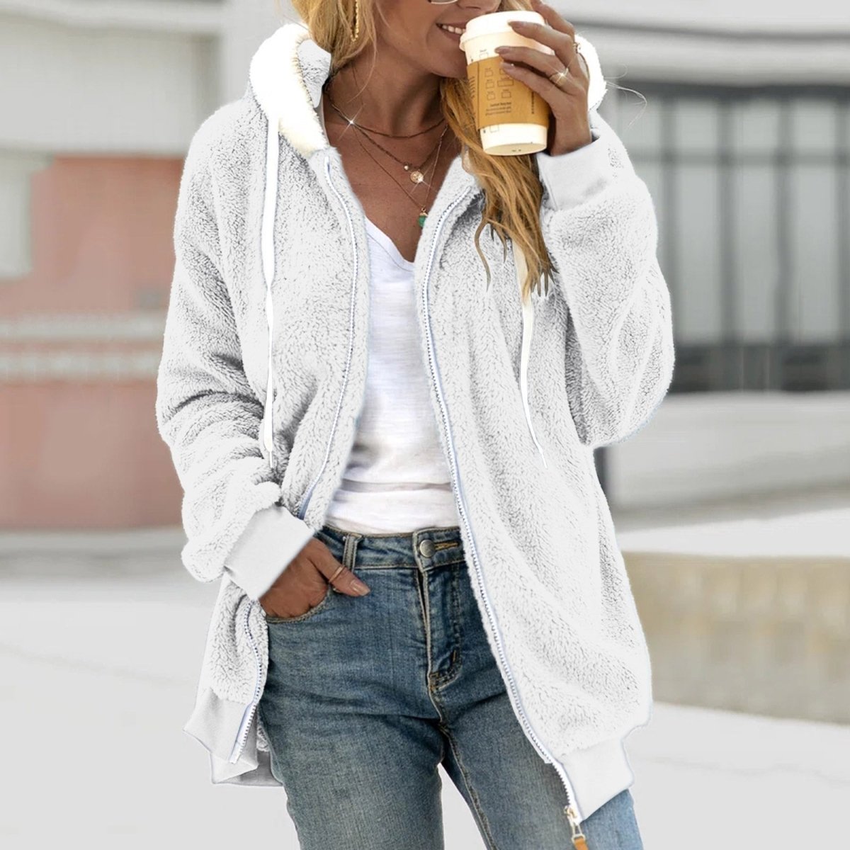 Jenna | Oversized Warm Teddy Vest met Rits