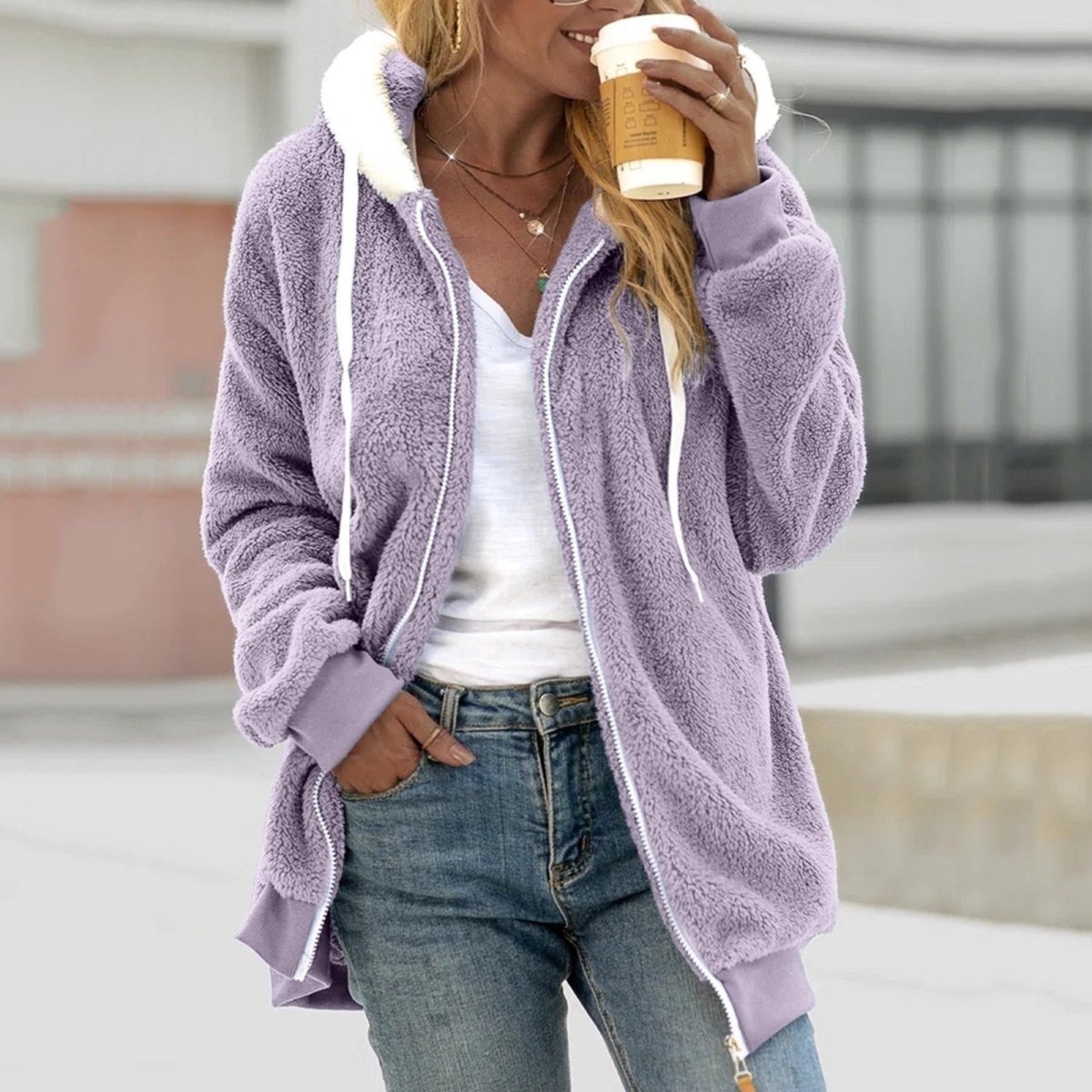 Jenna | Oversized Warm Teddy Vest met Rits