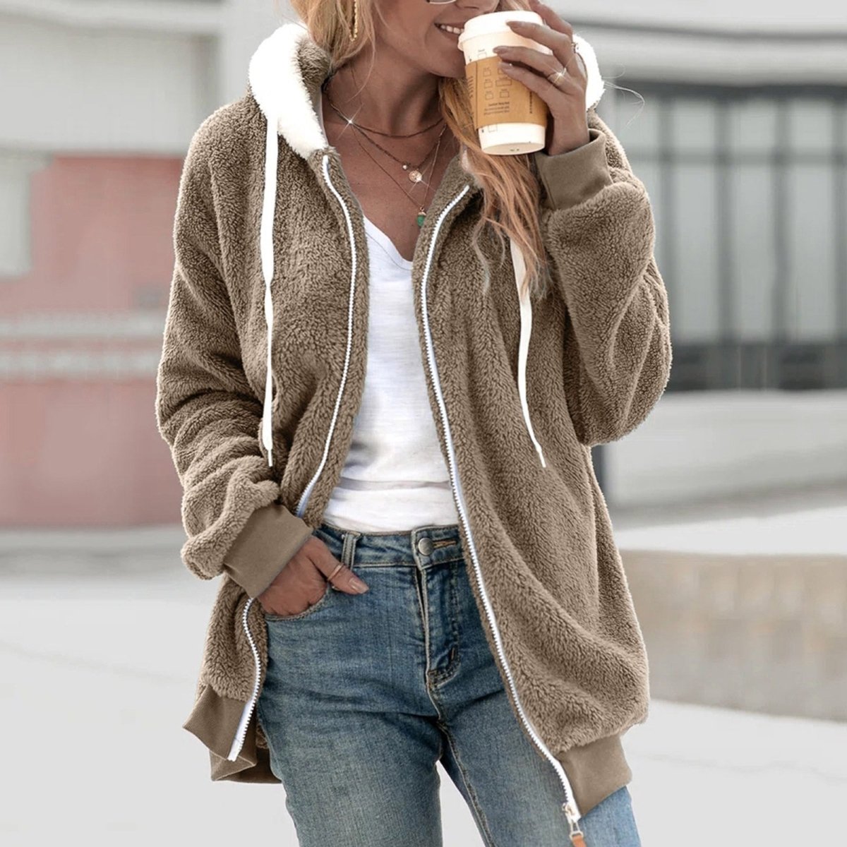 Jenna | Oversized Warm Teddy Vest met Rits