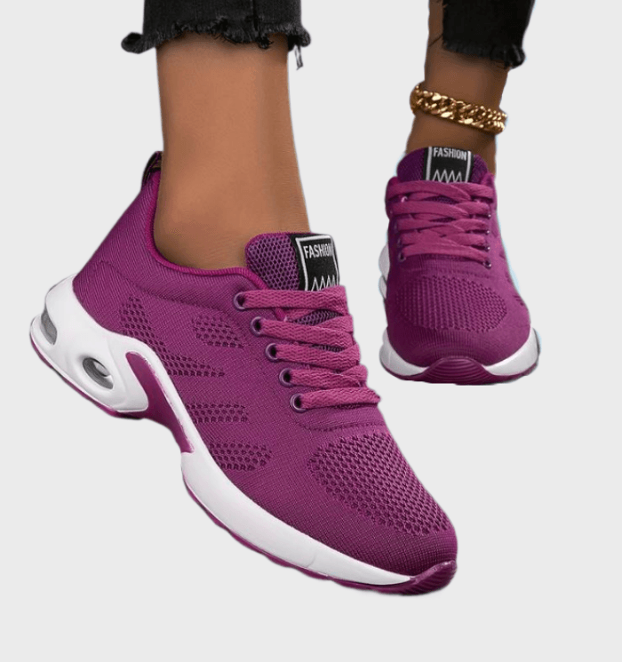 Zeina - Halfhoge hardloopsneakers met veters patroonontwerp en label op de tong