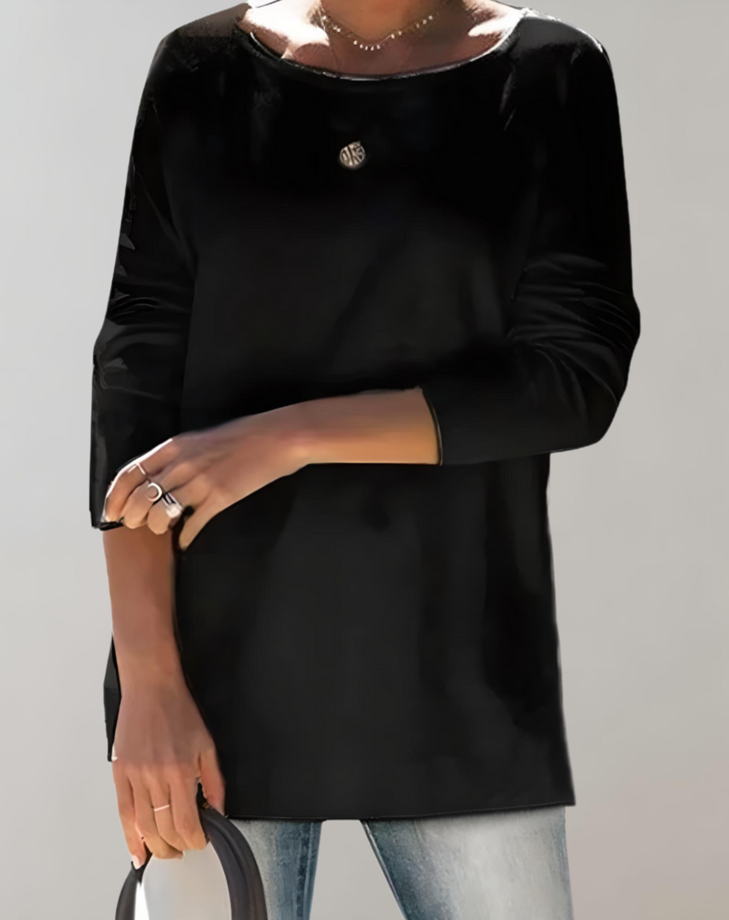 Kylie | Simpele semi oversized en lange trui ronde hals