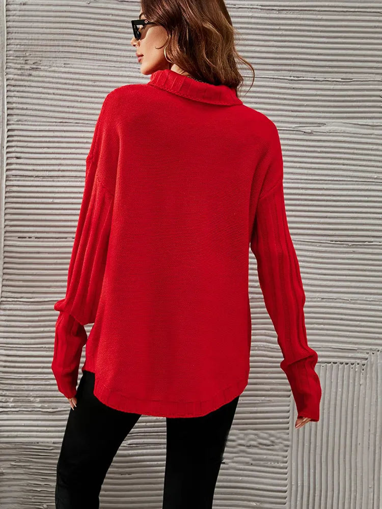 Rode oversized trui met col