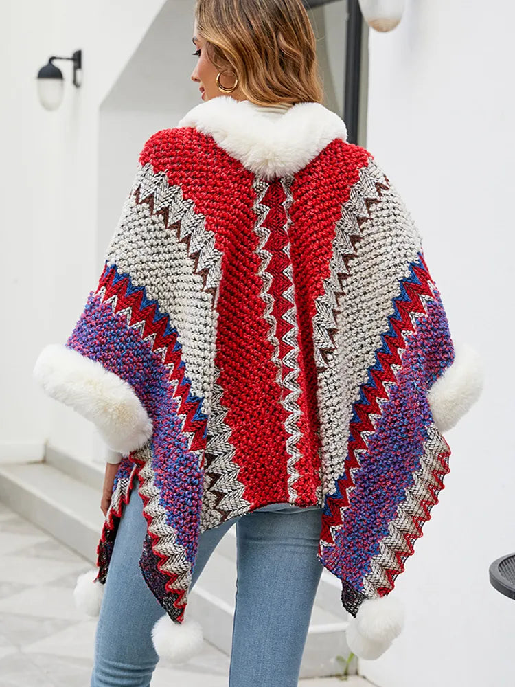 Cape met imitatiebont