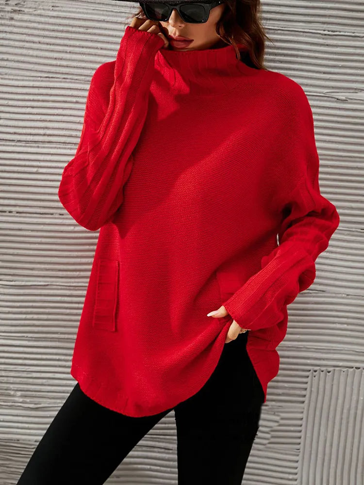 Rode oversized trui met col