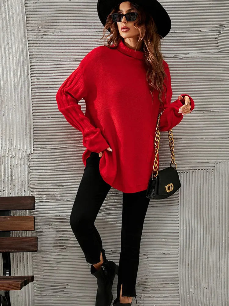 Rode oversized trui met col