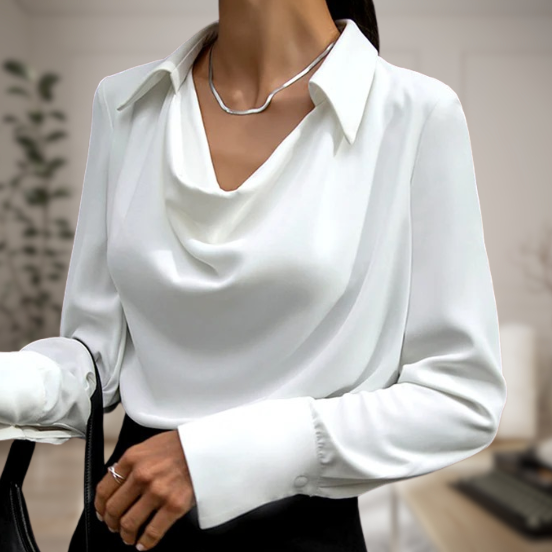 Amelie | stijlvolle satijnen blouse met colkraag