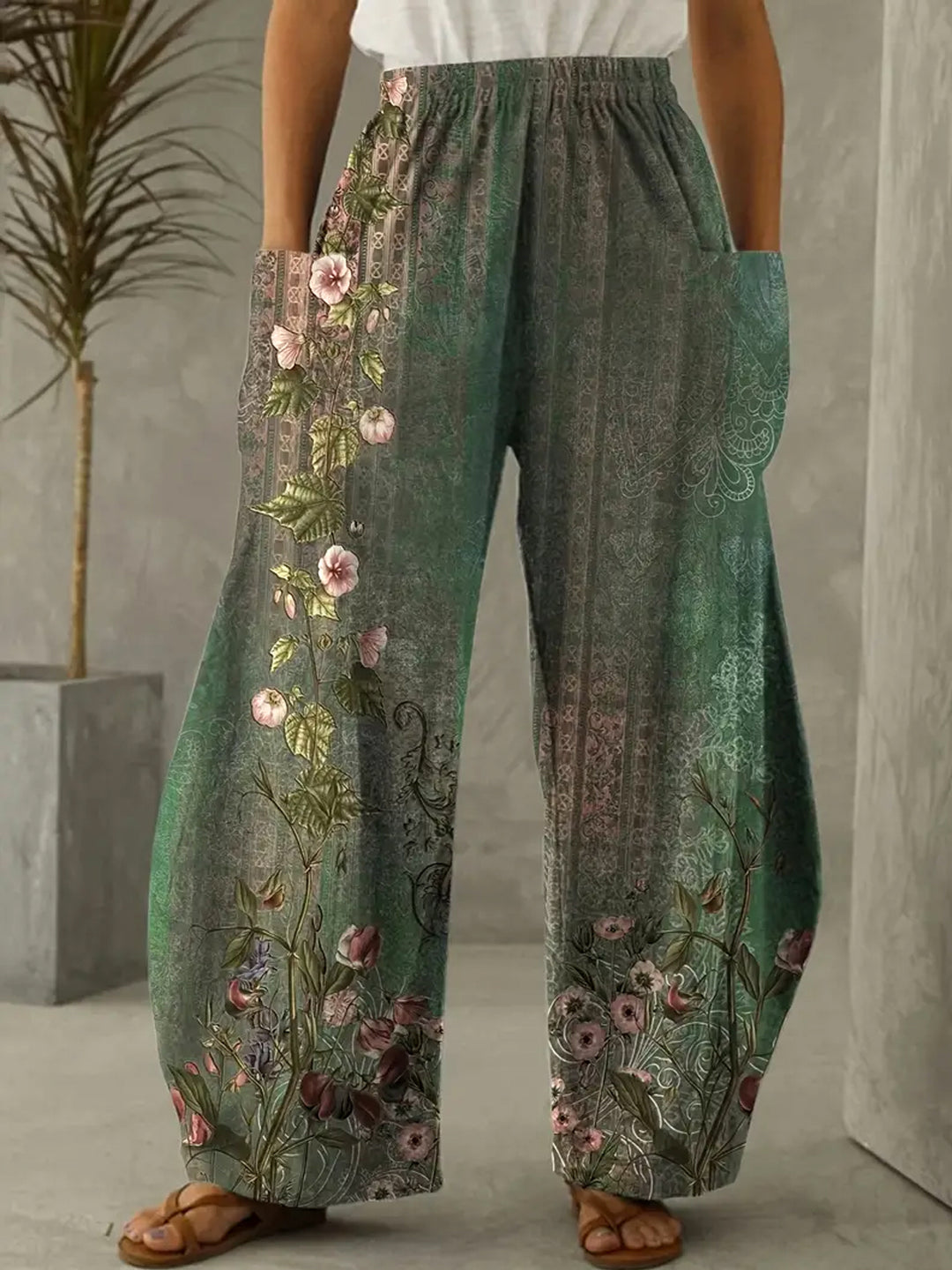 Dorthey - Casual broek met bloemenprint