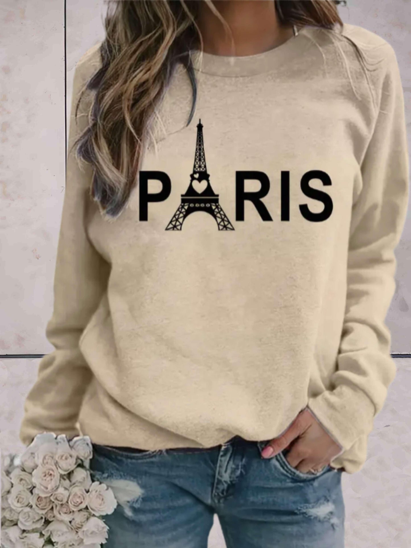 Cora - Oversized comfortabele trui met Parijs print