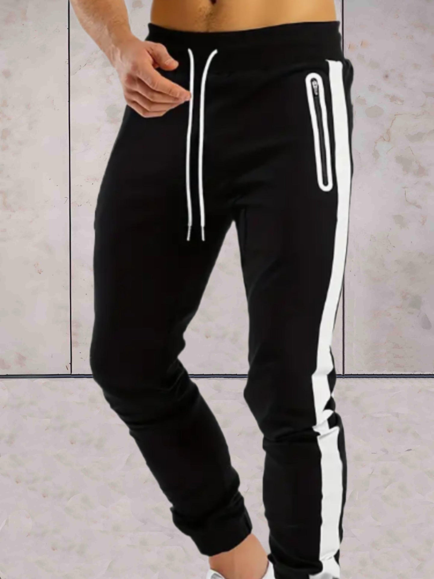 Jensen - Zwarte joggers met ribbels voor heren met witte voering