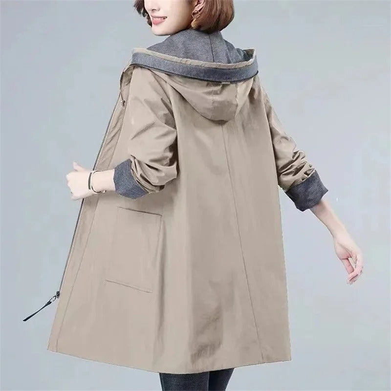 MaxMila Windbreaker Jas | Casual lange lentejas met capuchon voor dames