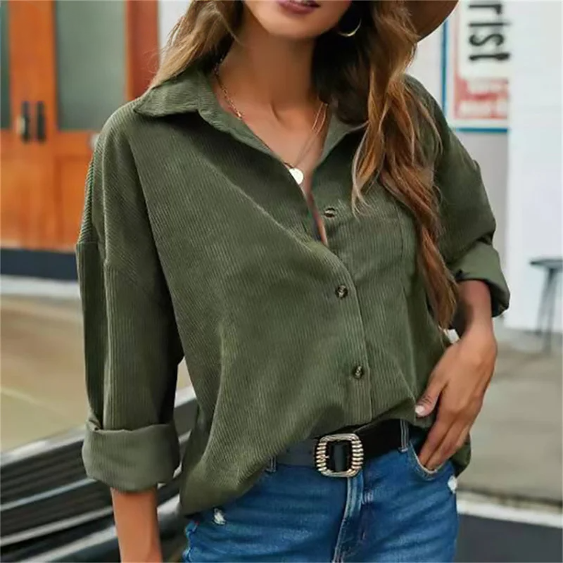 Francesca | Corduroy kraag down blouse