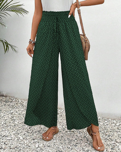 Elastische broek met wijde pijpen - Susana