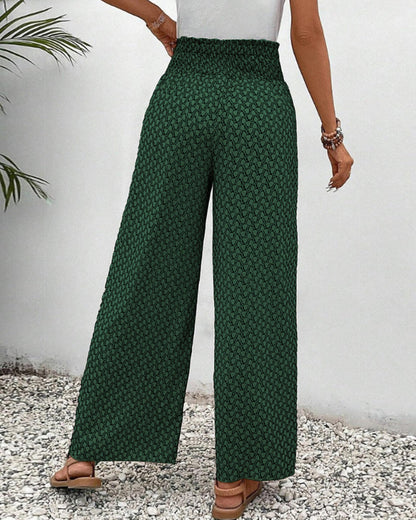 Elastische broek met wijde pijpen - Susana