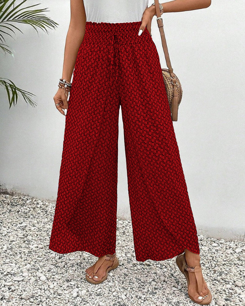 Elastische broek met wijde pijpen - Susana