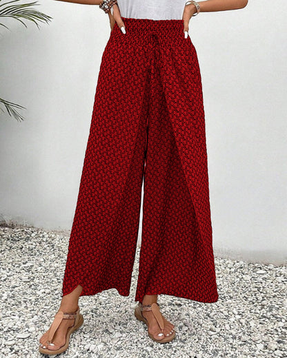 Elastische broek met wijde pijpen - Susana