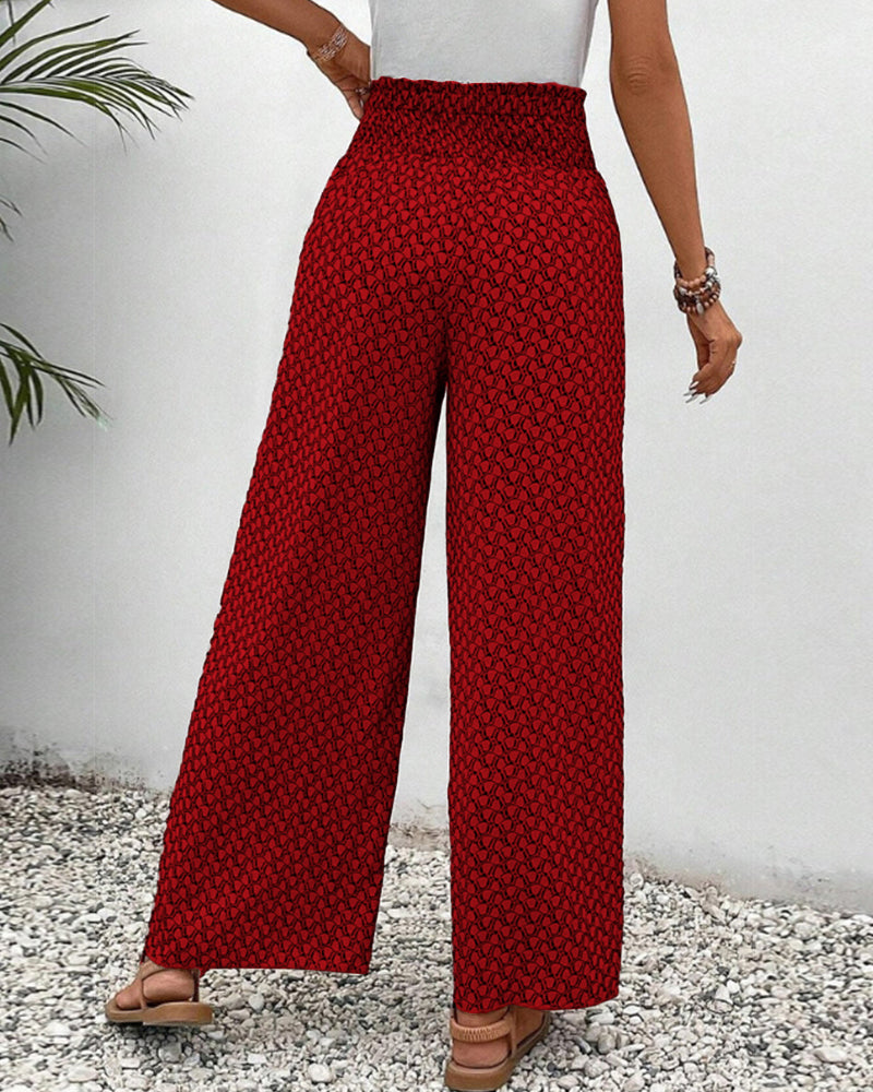 Elastische broek met wijde pijpen - Susana