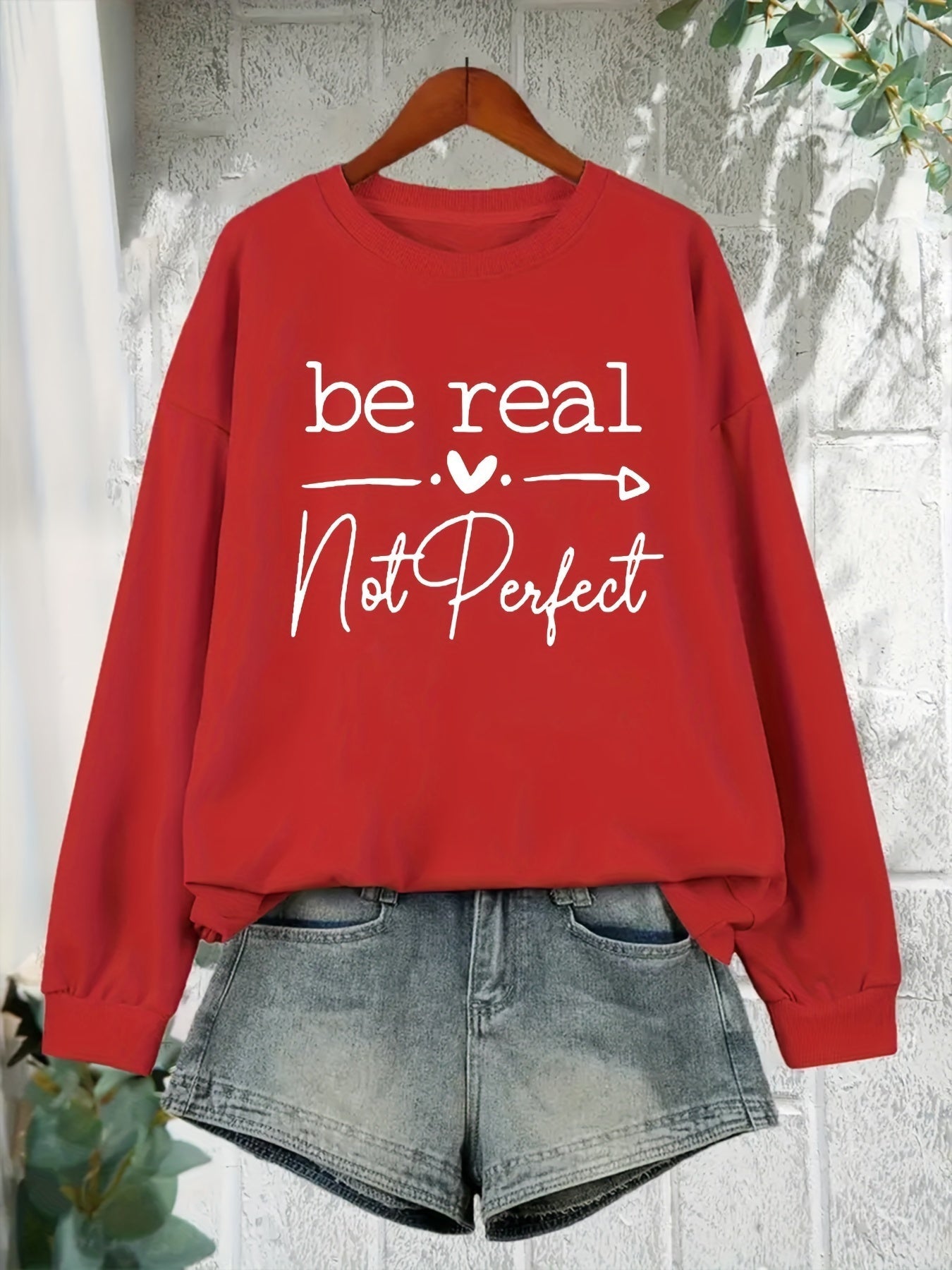 Sweatshirt met slogan en hartjesprint - Willow
